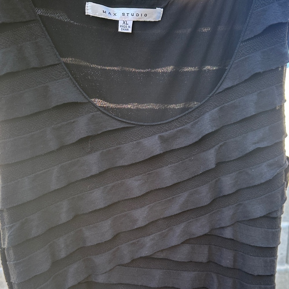 Max Studio Charcoal Layered dress black